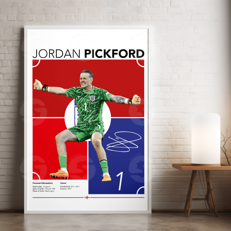 Jordan Pickford Poster - England Football Player JPEG Wall Art