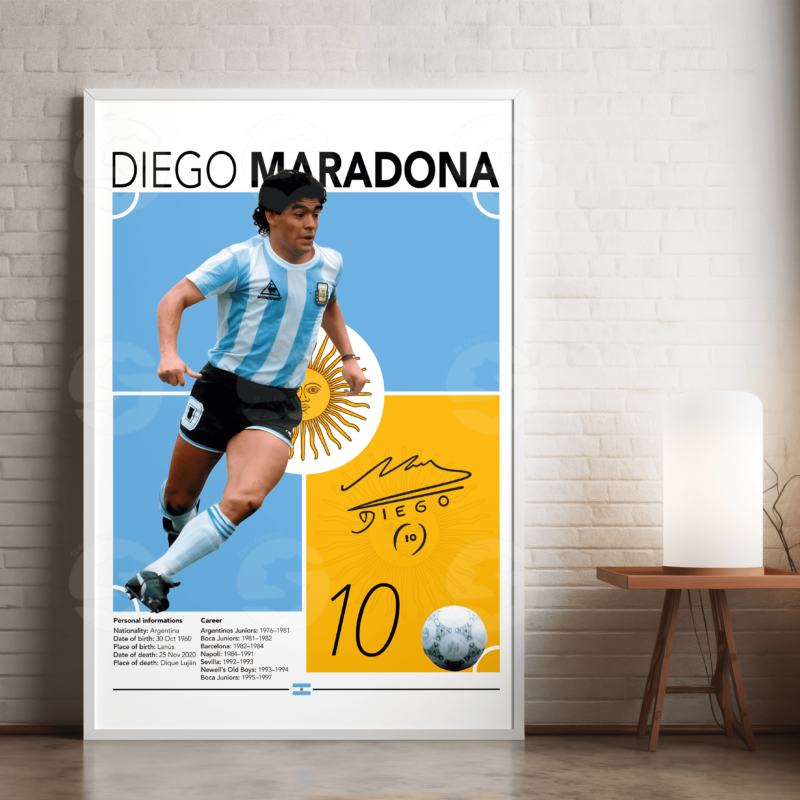 Diego Maradona Poster – Argentina Football Player JPEG Wall Art