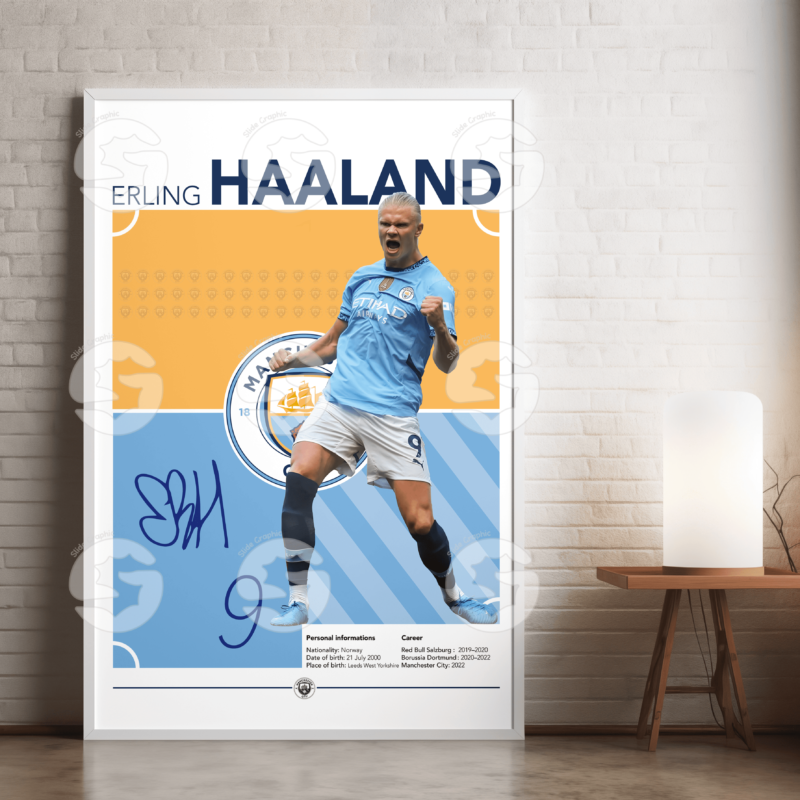 Erling Halaand Poster – Manchester City Football Player JPEG Wall Art