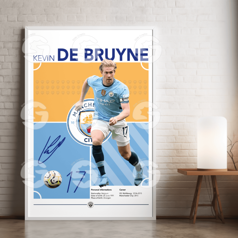 Kevin De Bruyne Poster – Manchester City Football Player JPEG Wall Art